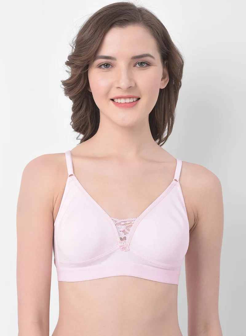 كلوفيا Non-Padded Non-Wired Full Coverage T-shirt Bra in Light Pink & Nude Colour- Cotton